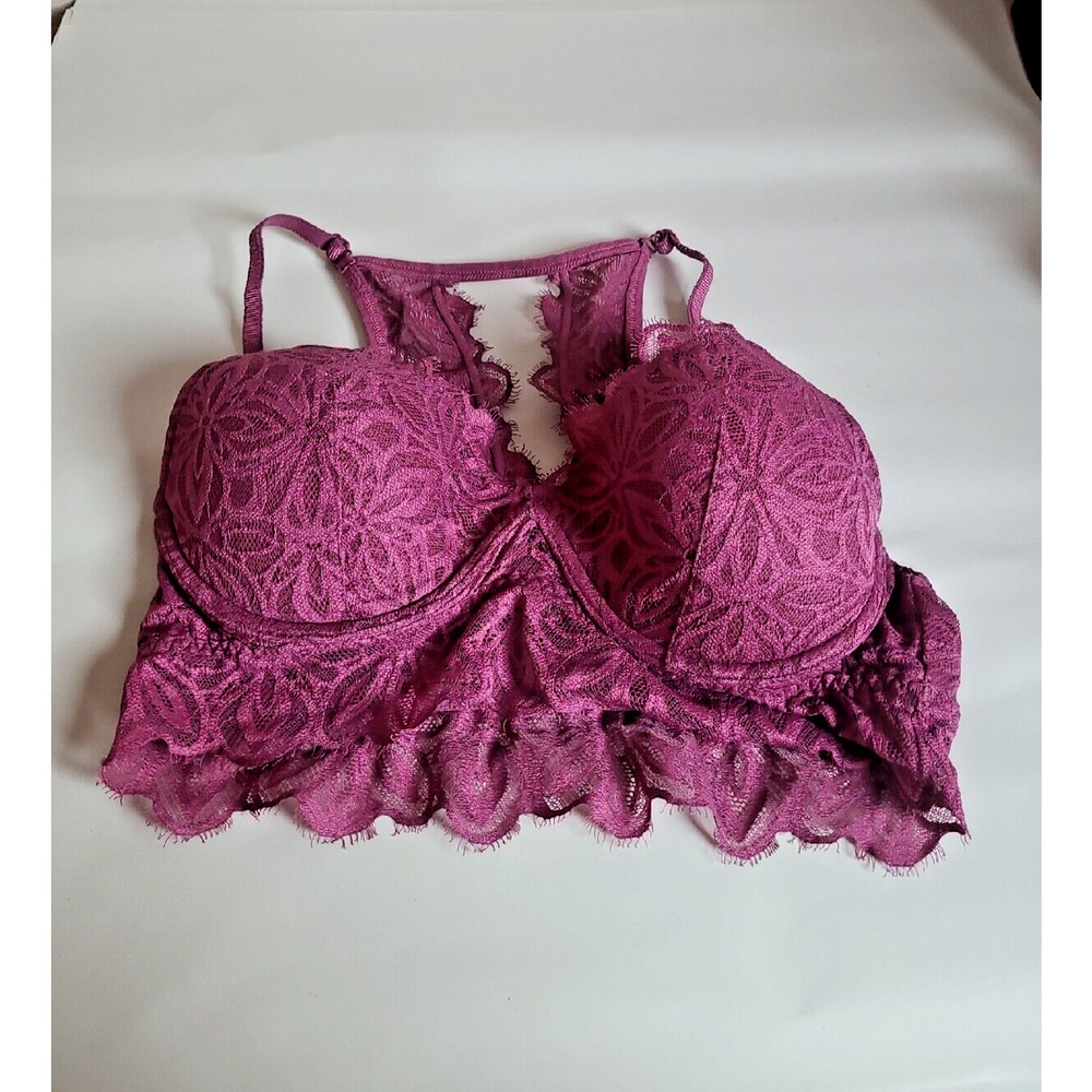 Victoria's Secret PINK Burgundy‎ Lightly Lined Underwire Bralette Size Large